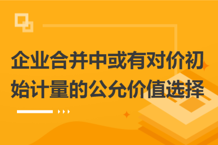 企业合并中或有对价初始计量的公允价值选择 企业合并中或有对价初始计量的公允价值选择