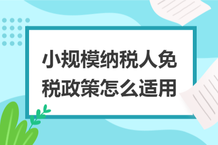 小规模纳税人免税政策怎么适用